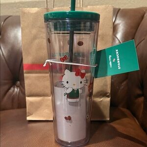 Starbucks Green Hello Kitty Tumbler with Straw